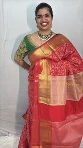 Vriksham Red Katan Tanchoi Soft Silk Saree-VS4485